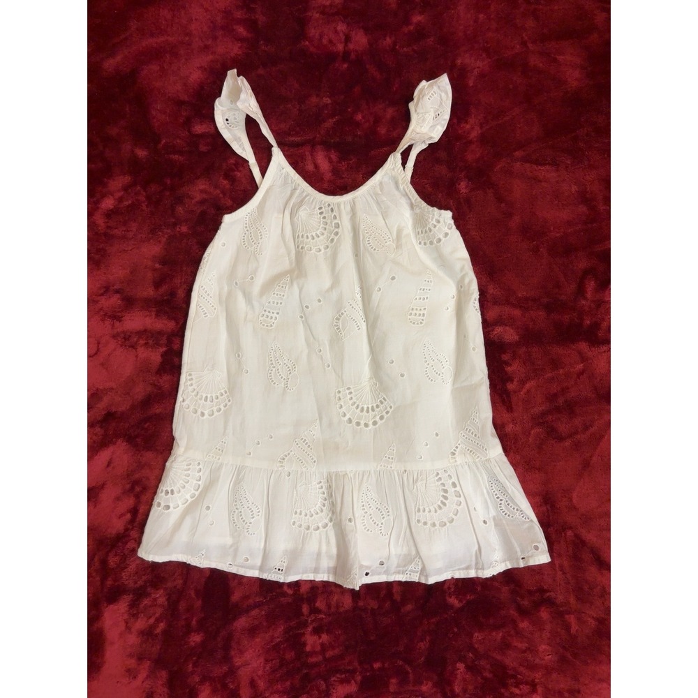 Vineyard Vines Girls White Eyelet Seashell Ruffle Dress 4T 7Q001481 - Picture 1 of 7